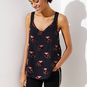 LOFT Floral Velvet Sleeveless Top
